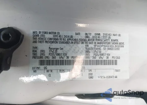 2013 Ford C-Max Hybrid Se z USA, uszkodzony, nr VIN 1FADP5AU3DL502099